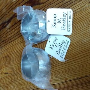 Set of Two Hammered Design Brushed Silver Orbit Napkin Rings